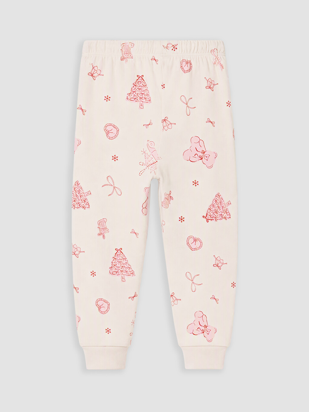 Pembe Yılbaşı Temalı Kız Çocuk Pijama Takımı-6