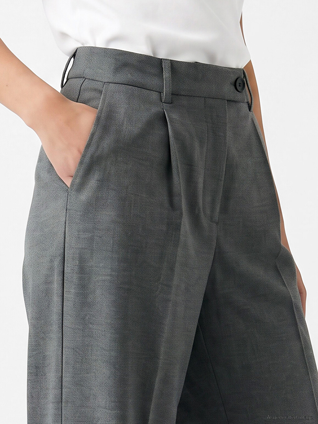 Wide Leg Women's Pleated Trousers-2
