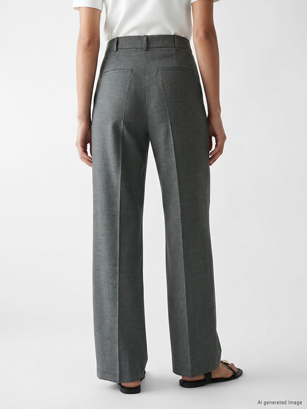 Wide Leg Women's Pleated Trousers-3