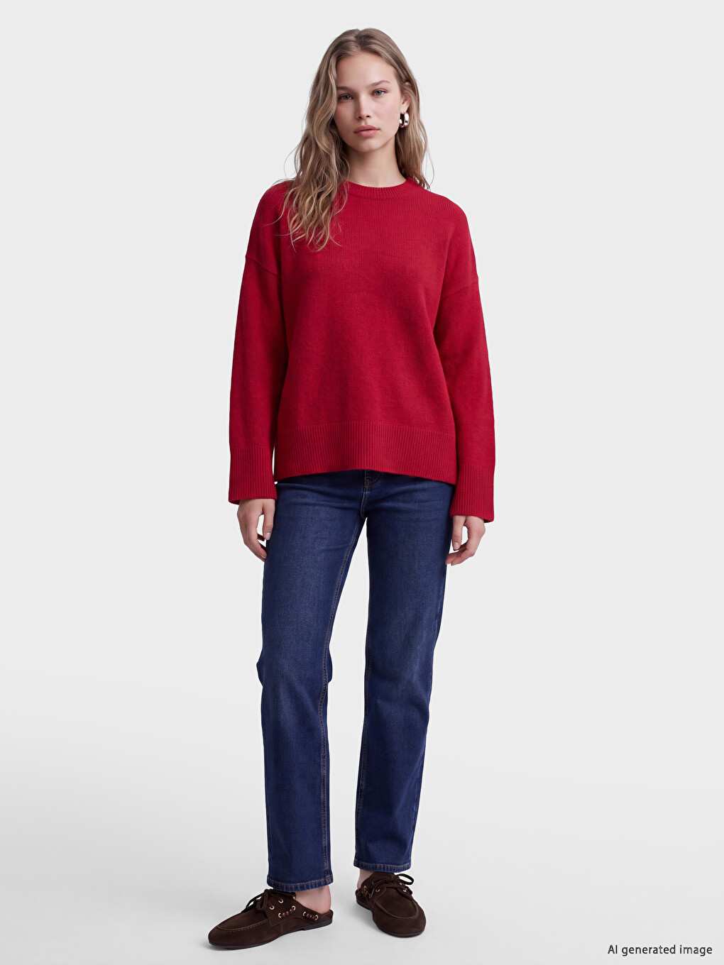 Crew Neck Oversize Women's Knitwear Sweater-1