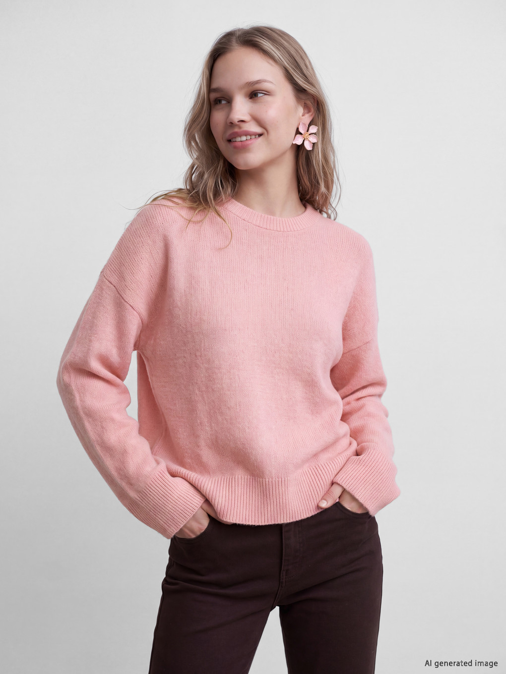 Pull-over En Maille Surdimensionné À Col Rond Pour Femme