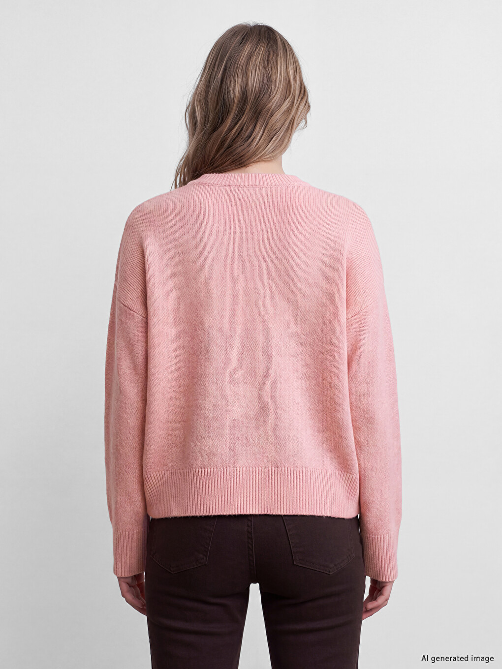 Pull-over En Maille Surdimensionné À Col Rond Pour Femme-3
