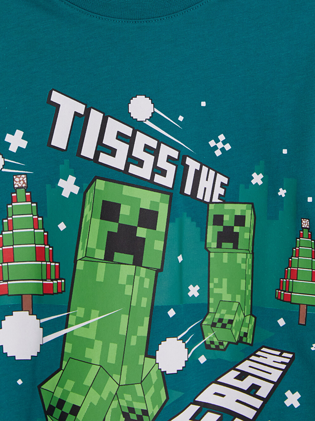 Turkuaz Minecraft Baskılı Erkek Çocuk Pijama Takım-2