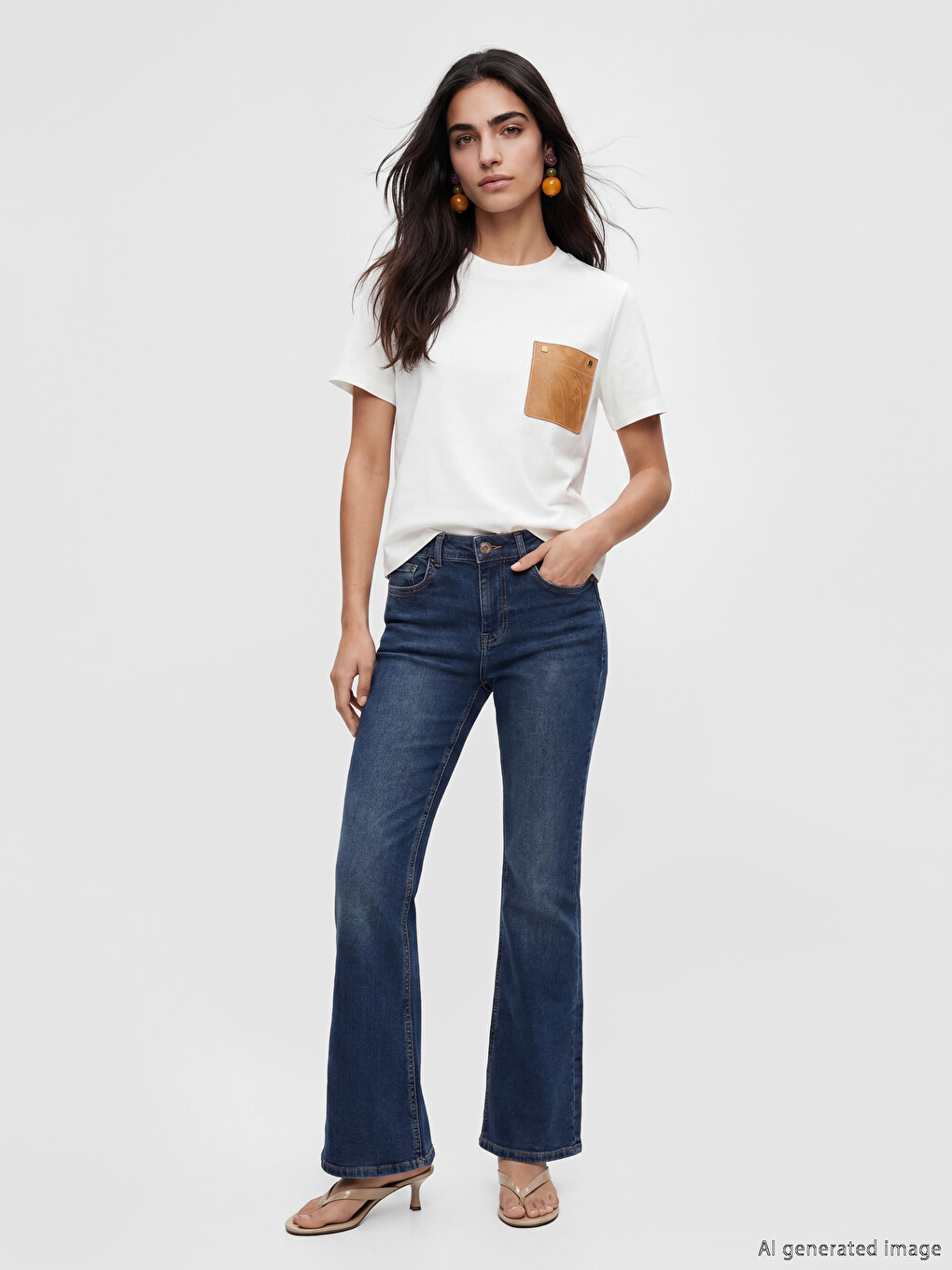 Pocket Detailed %100 Cotton Women's T-shirt-1