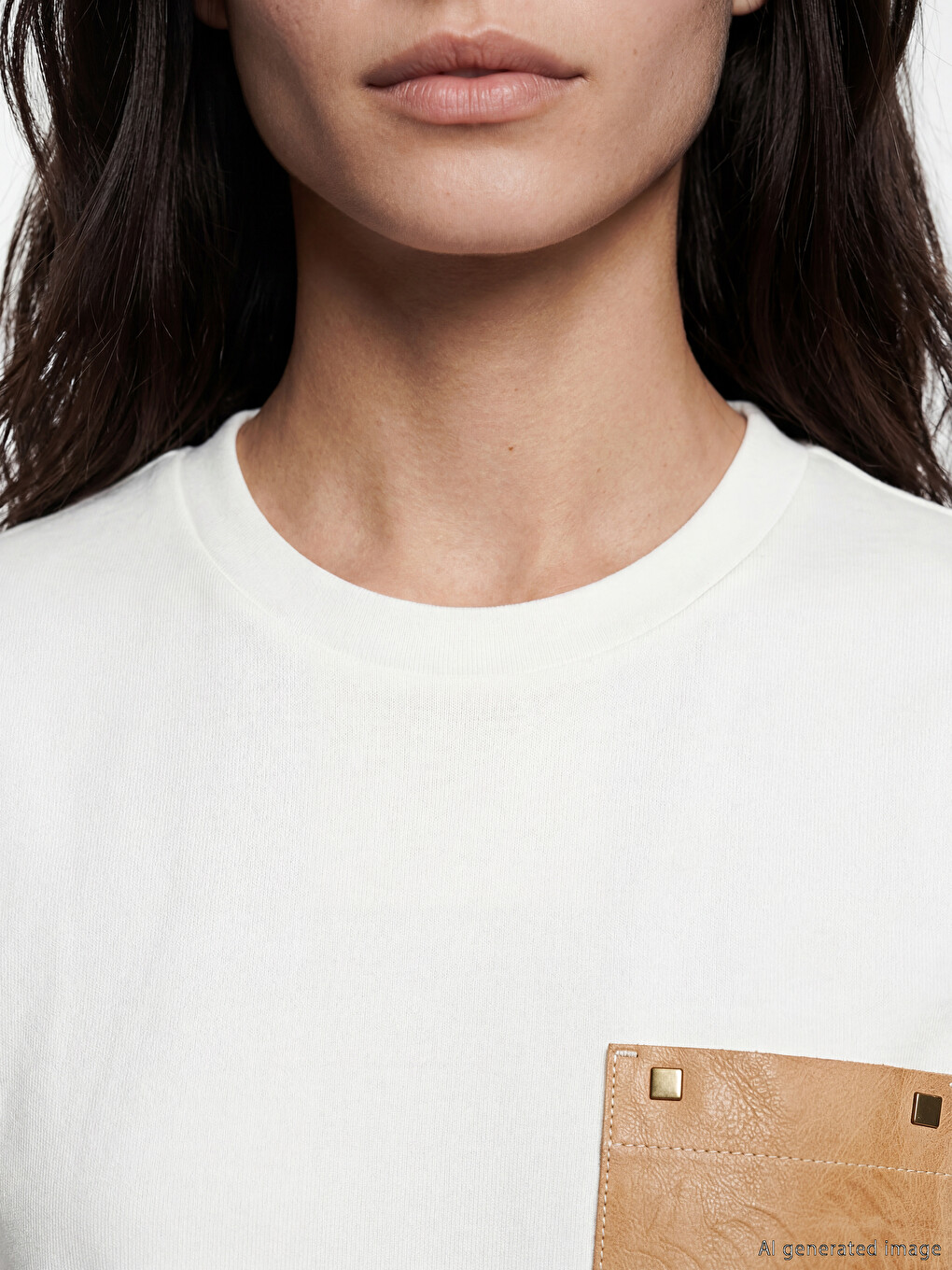 Pocket Detailed %100 Cotton Women's T-shirt-3