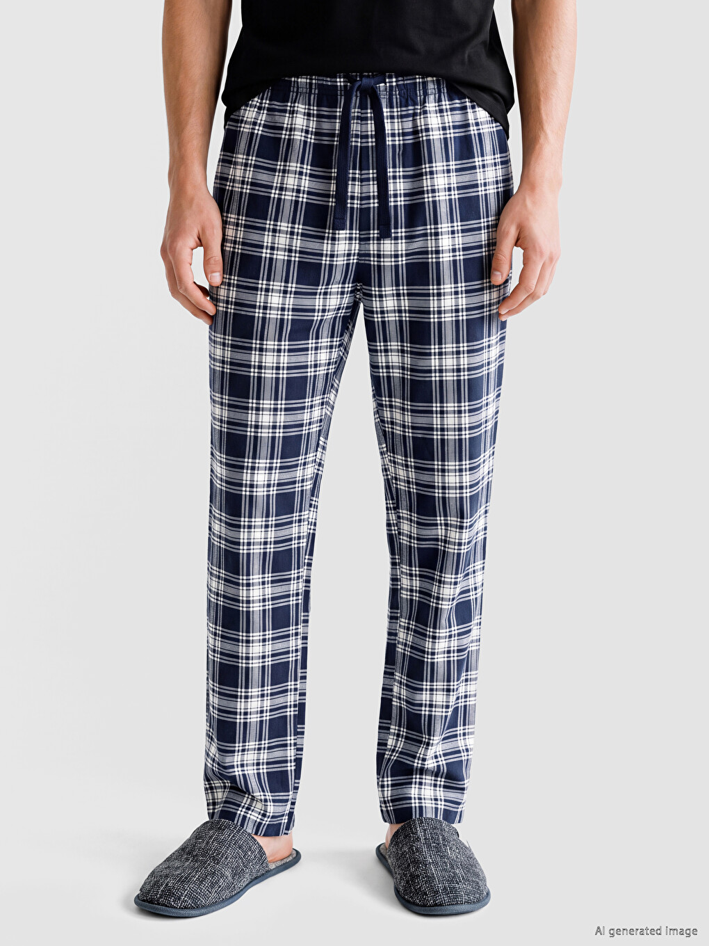 Regular Fit Plaid Men's Pyjamas Bottoms-1