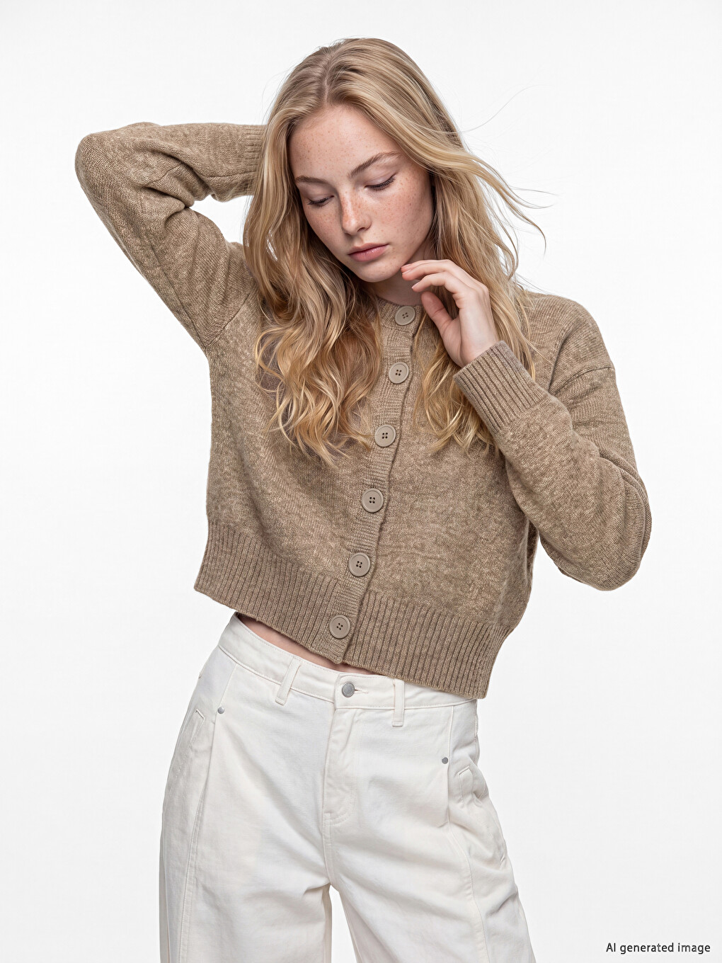 Crew Neck Women's Knitwear Cardigan