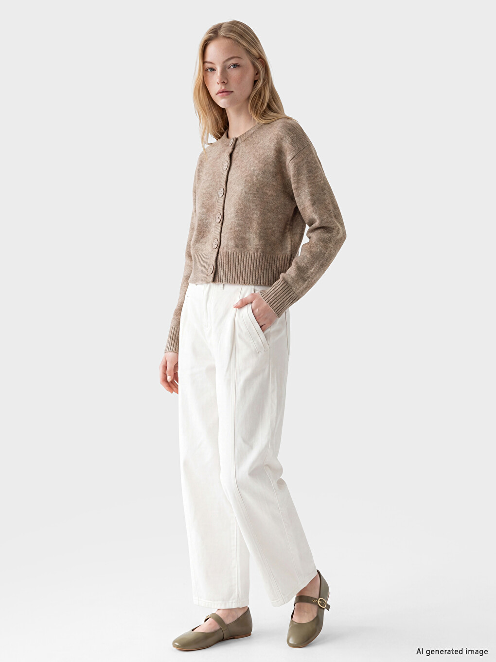 Crew Neck Women's Knitwear Cardigan-1