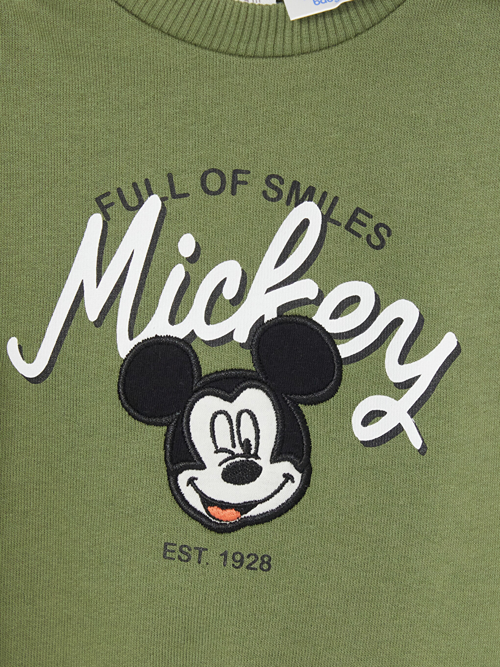 Haki Mickey Mouse Baskılı Erkek Bebek Sweatshirt Ve Eşofman Altı-2