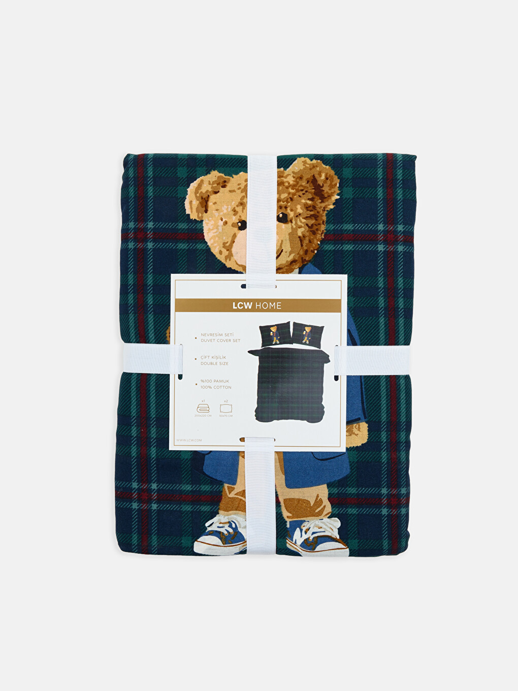 Karışık Ayı Teddy Baskılı Çift Kişilik Nevresim Seti-1