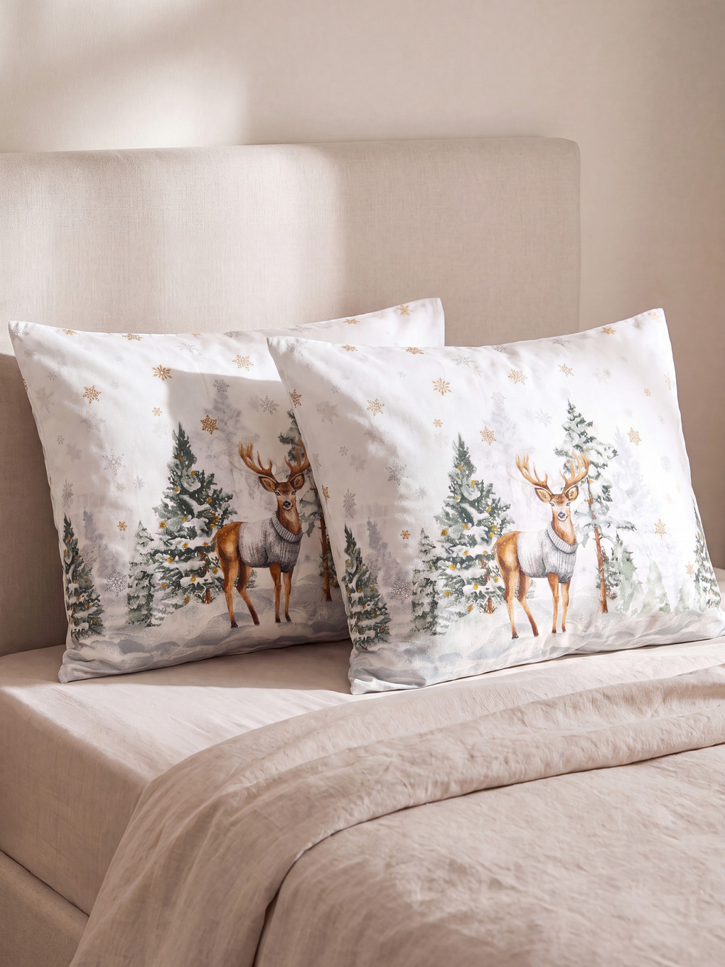 2 Pack New Year Themed Cotton Pillowcase 50x70 Cm