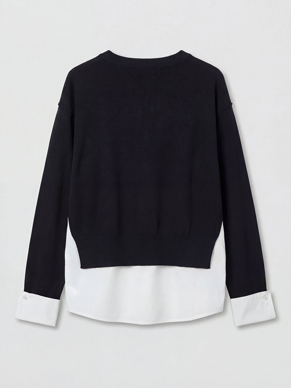 Siyah Gömlek Görünümlü Kadın Triko Kazak-6