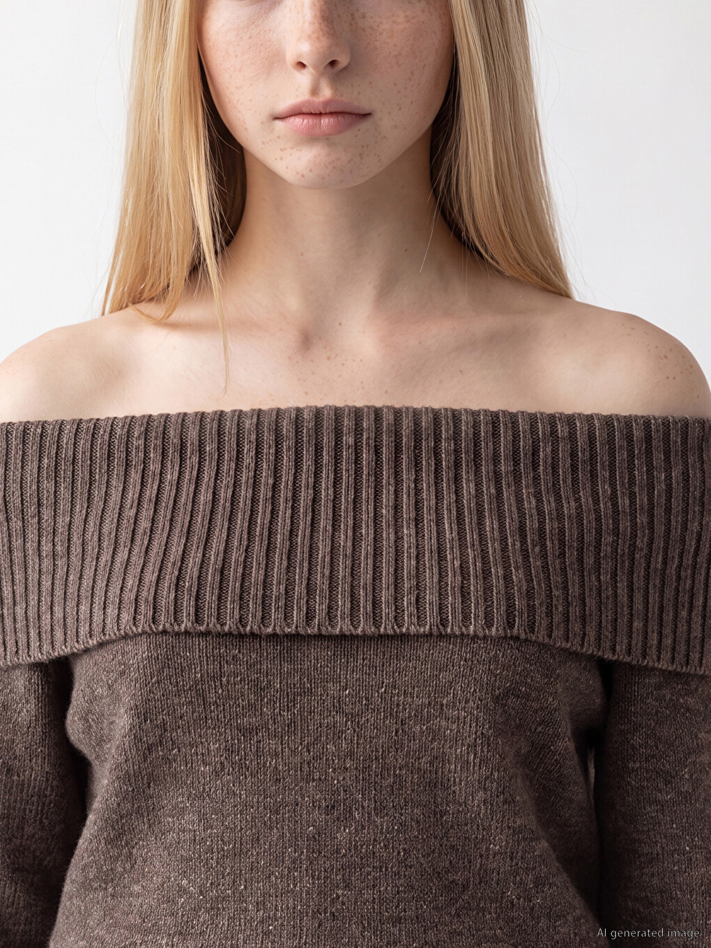 Slash Neck Women's Knitwear Sweater-2