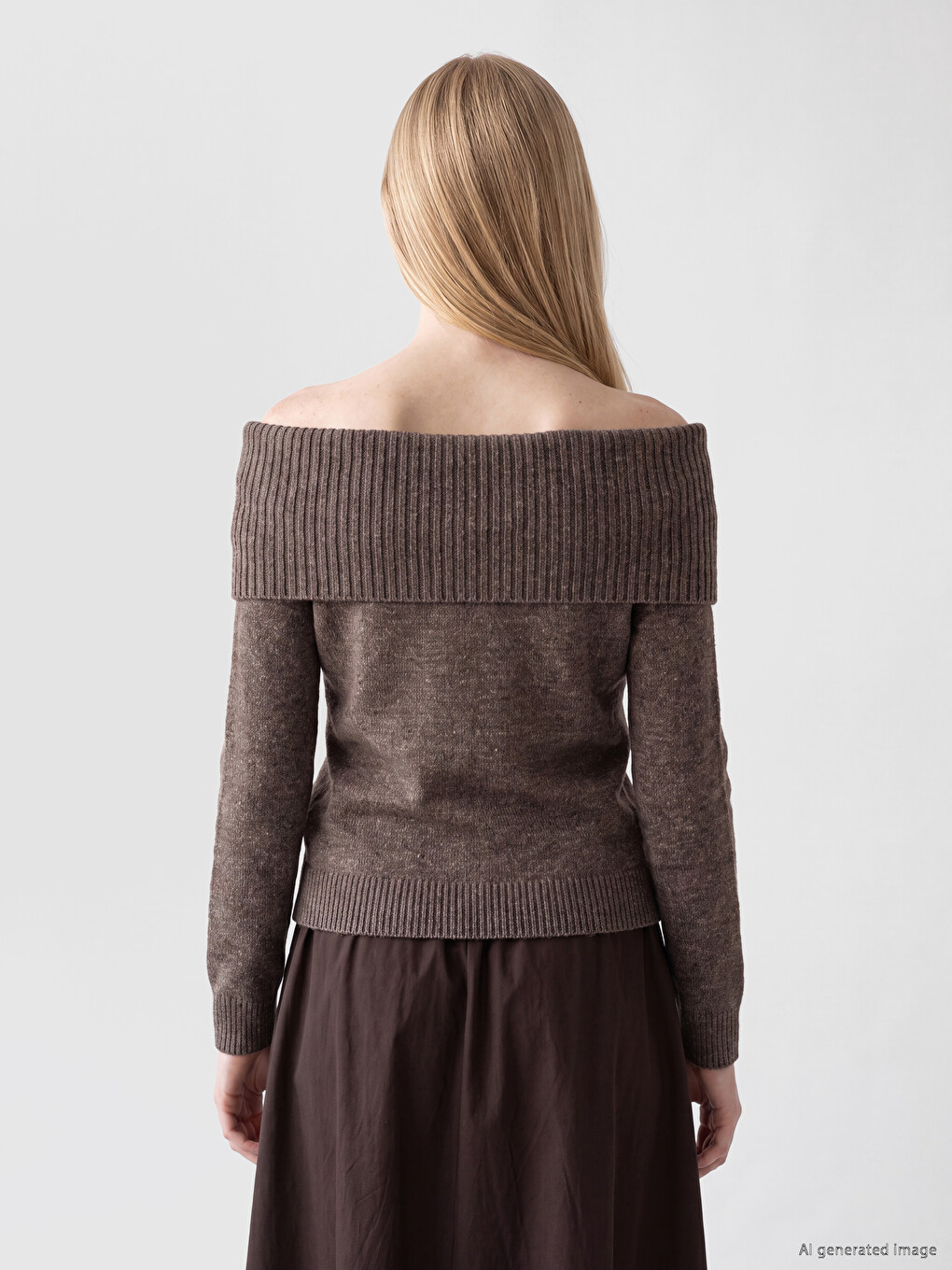 Slash Neck Women's Knitwear Sweater-3