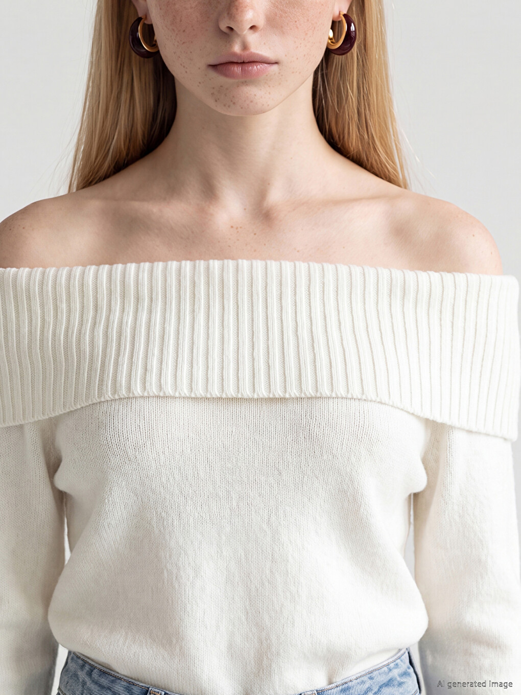 Slash Neck Women's Knitwear Sweater-2