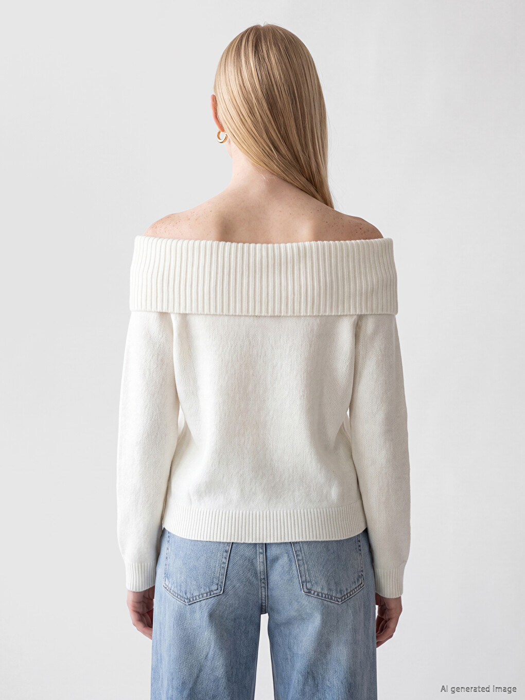 Slash Neck Women's Knitwear Sweater-3