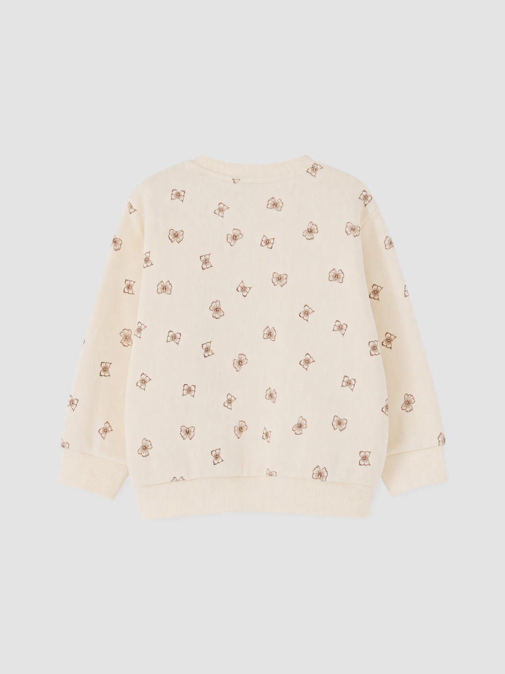 Ekru Çiçekli Kız Çocuk Sweatshirt-2