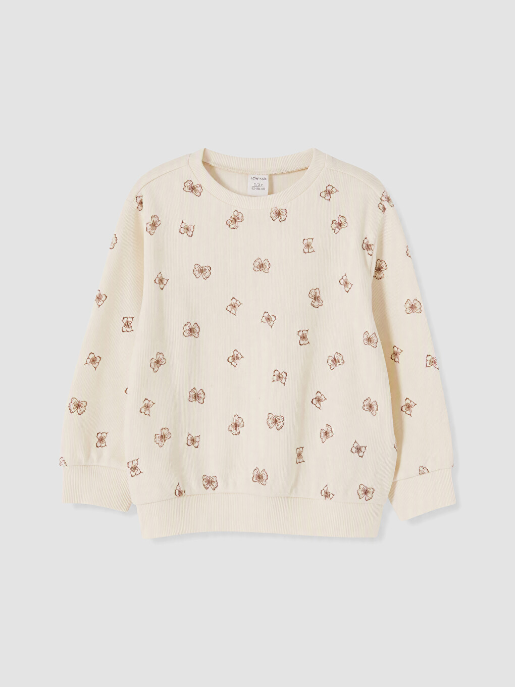 Ekru Çiçekli Kız Çocuk Sweatshirt