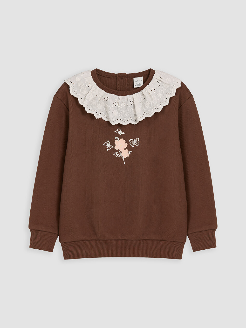 Kahverengi Baskılı Kız Çocuk 2'li Sweatshirt-1