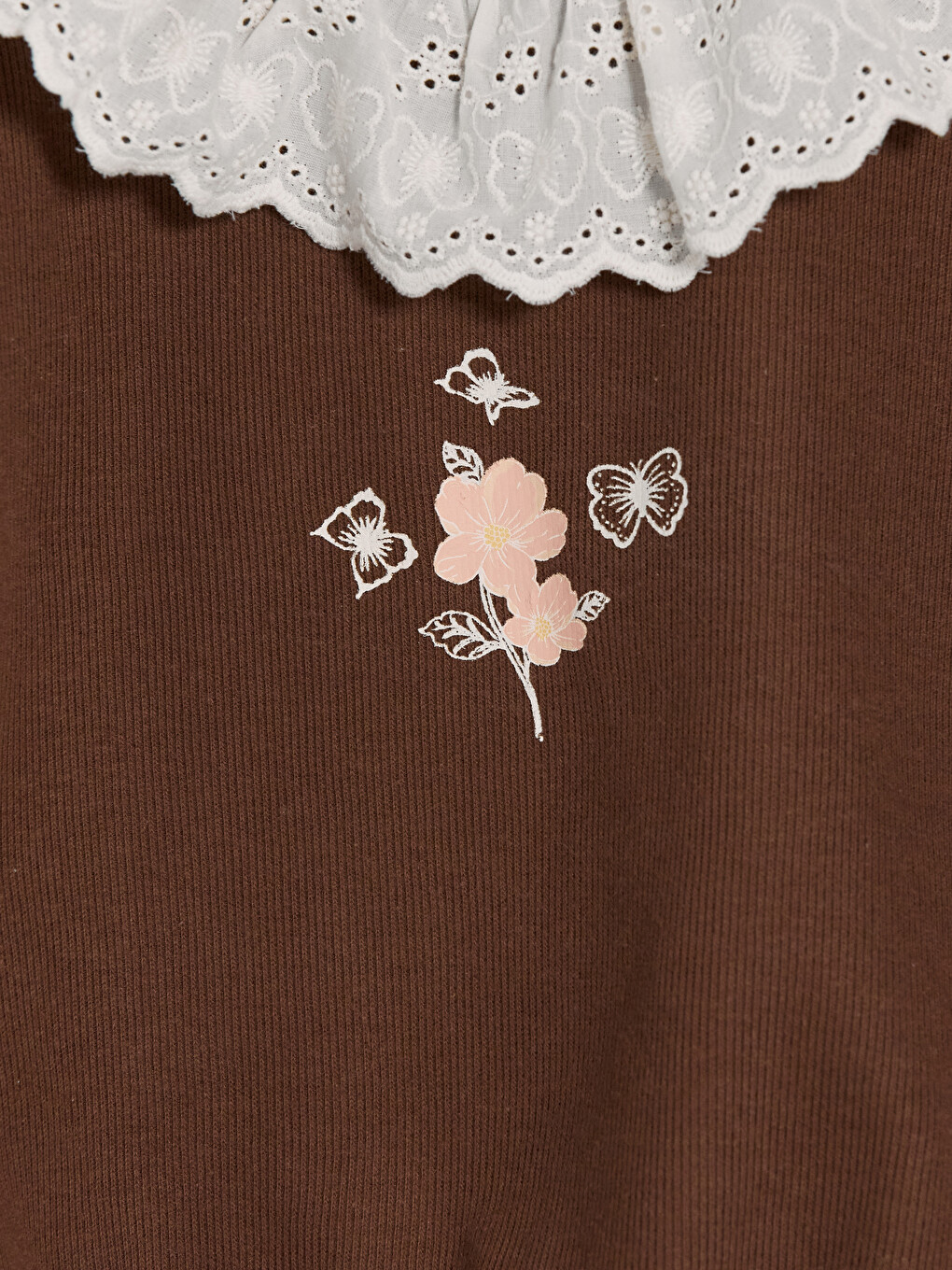 Kahverengi Baskılı Kız Çocuk 2'li Sweatshirt-2