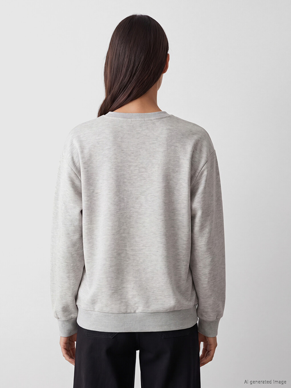 Gri Nyc Baskılı Oversize Kadın Sweatshirt-3