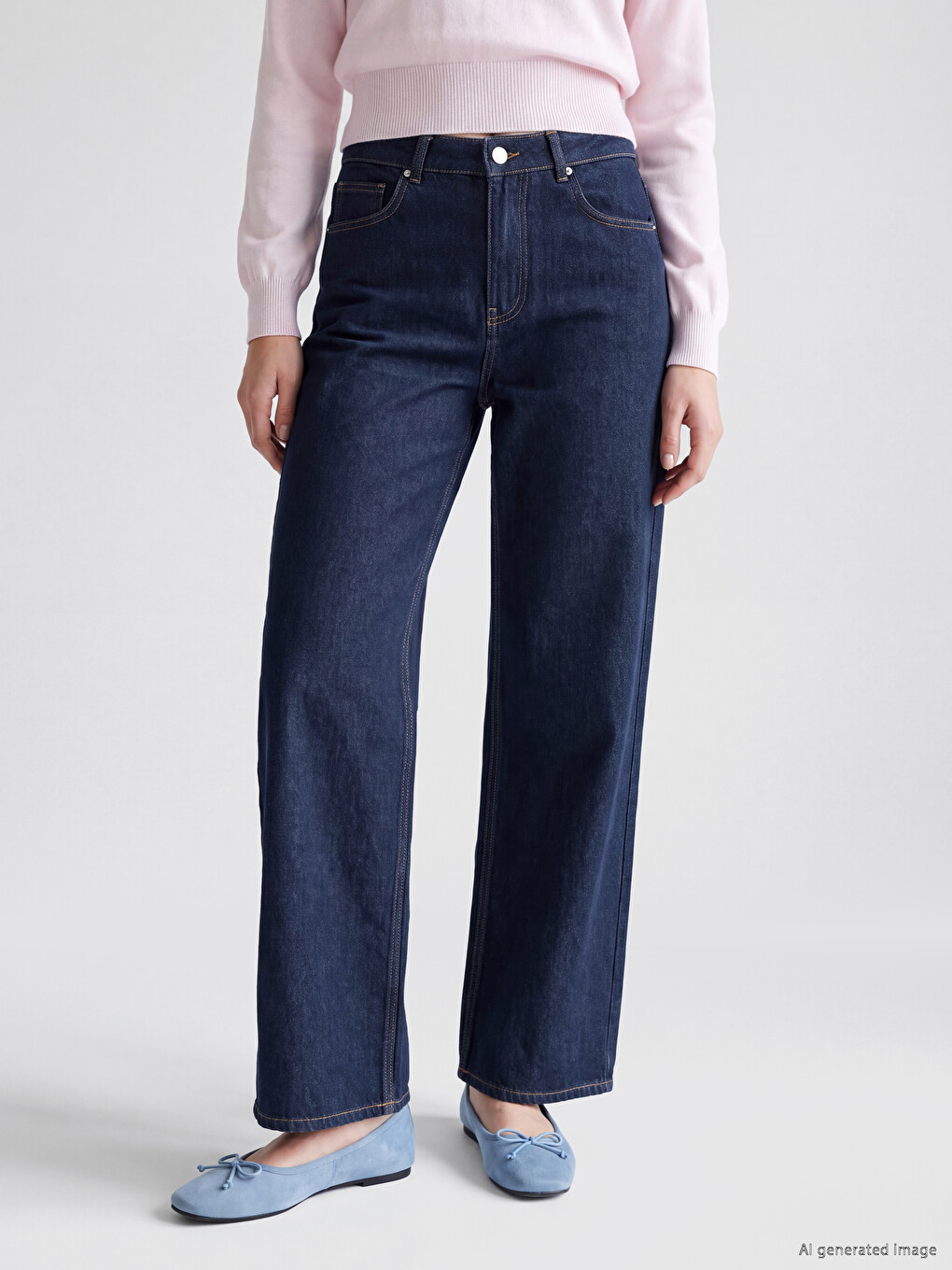 Straight Fit Kadın Jean Pantolon-1
