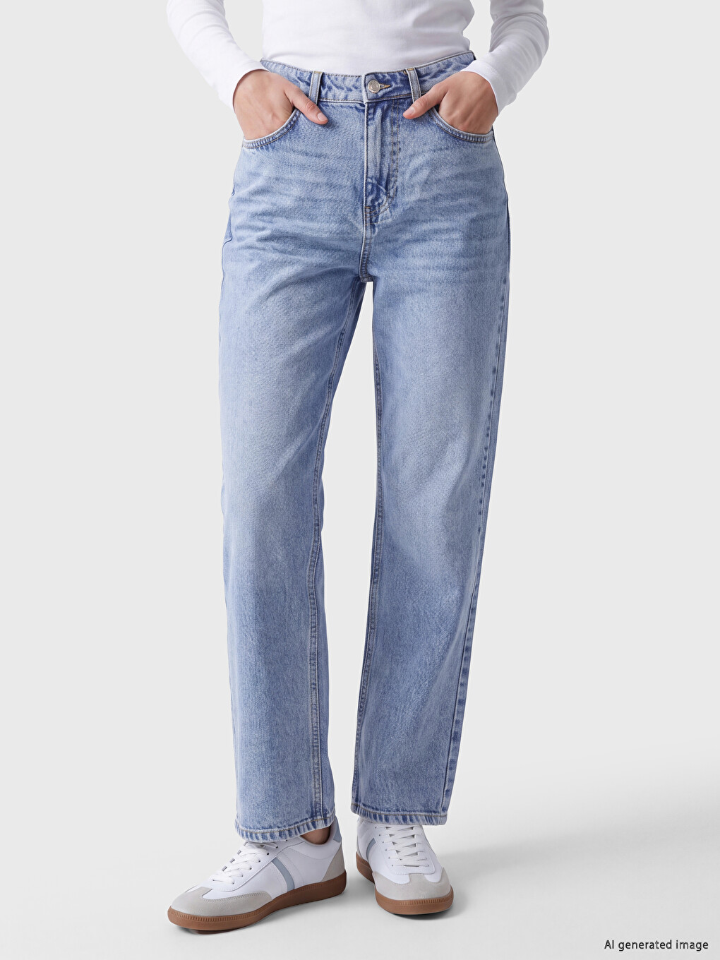 Straight Fit Kadın Jean Pantolon-1