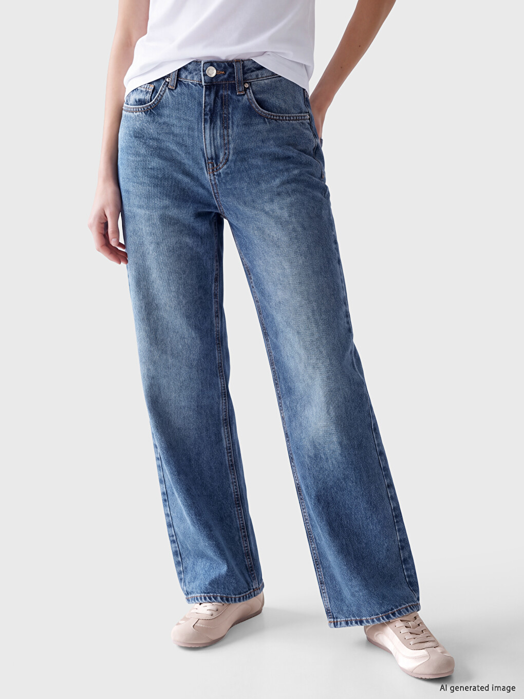 Straight Fit Kadın Jean Pantolon-1