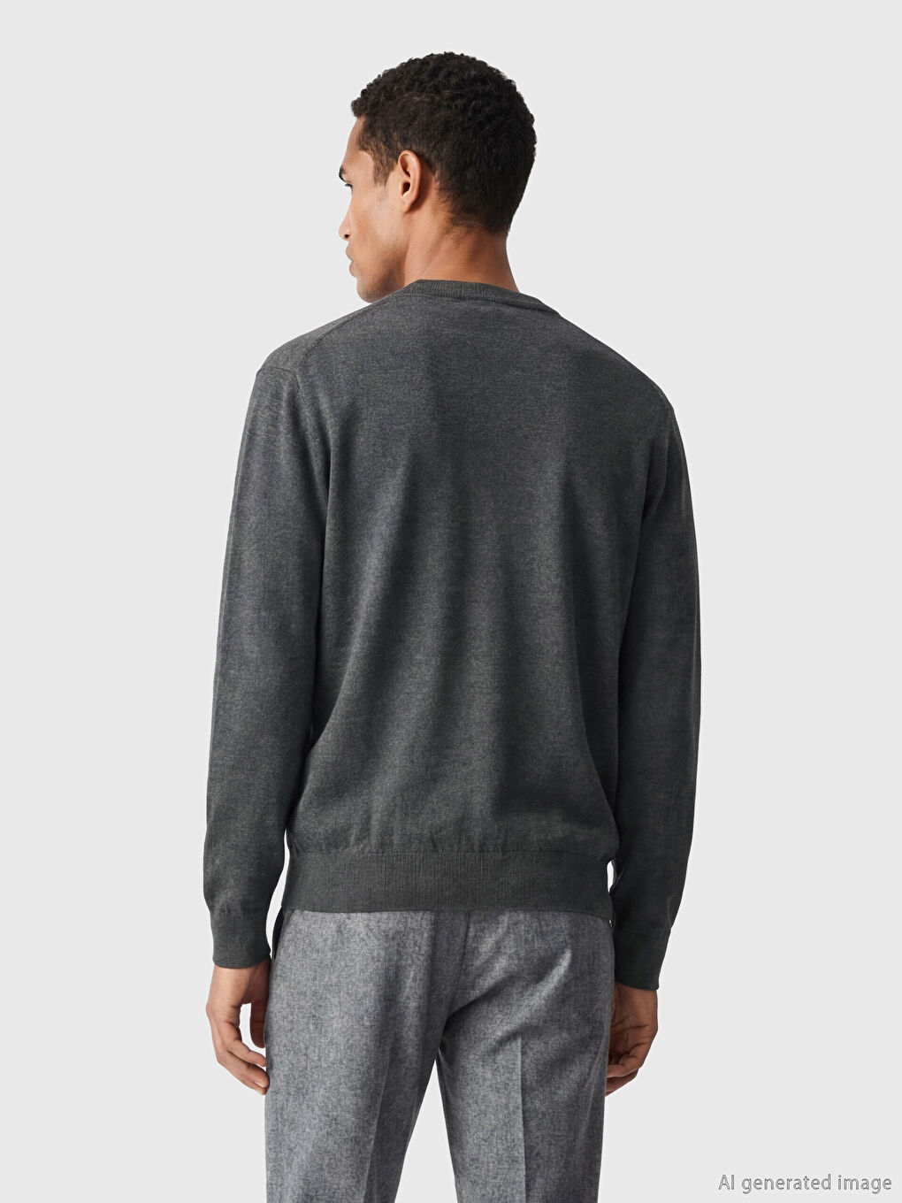 Antrasit Bisiklet Yaka Erkek Triko Kazak-2