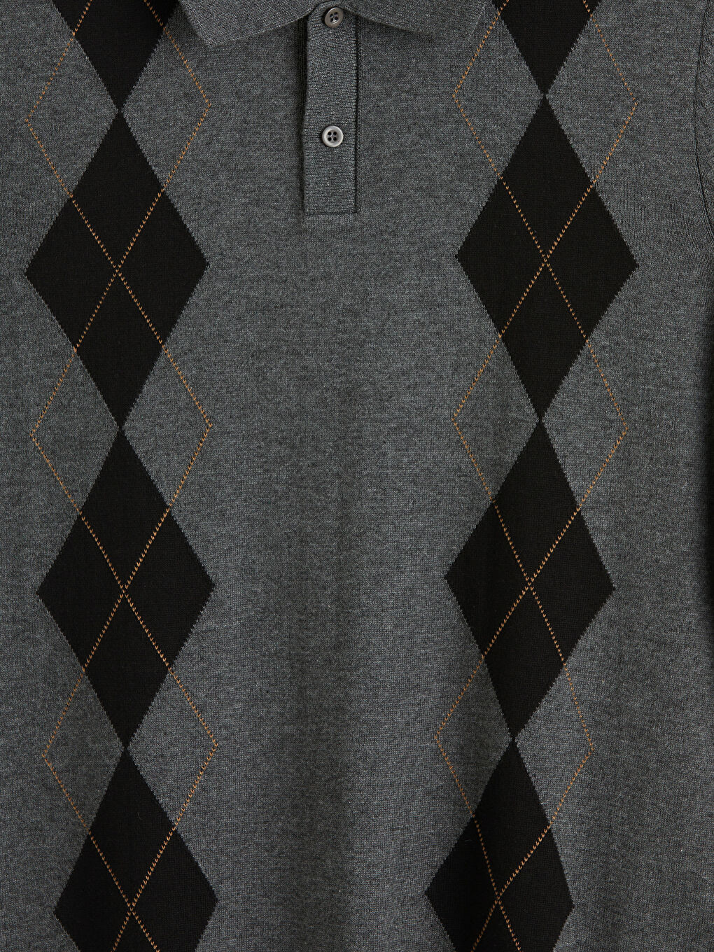 Antrasit Polo Yaka Baklava Desenli Erkek Triko Tişört-1