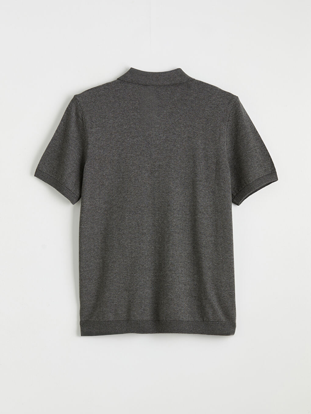 Antrasit Polo Yaka Baklava Desenli Erkek Triko Tişört-2