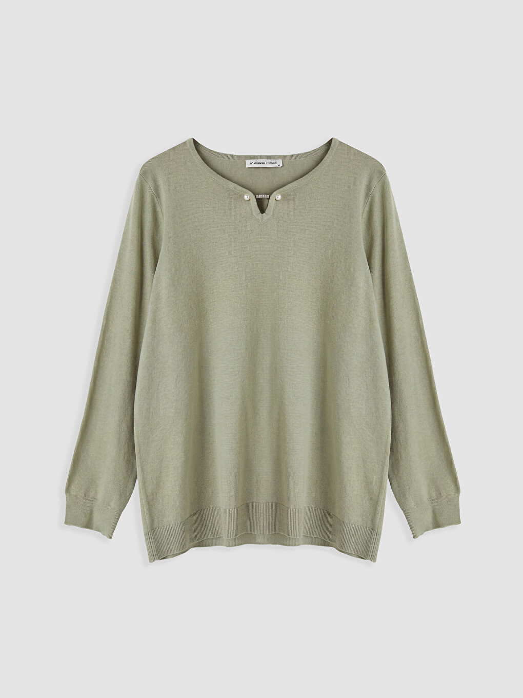 V Neck Accessory Detailed Women's Knitwear Sweater-4