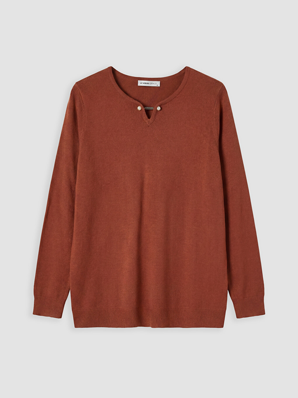 V Neck Accessory Detailed Women's Knitwear Sweater-4