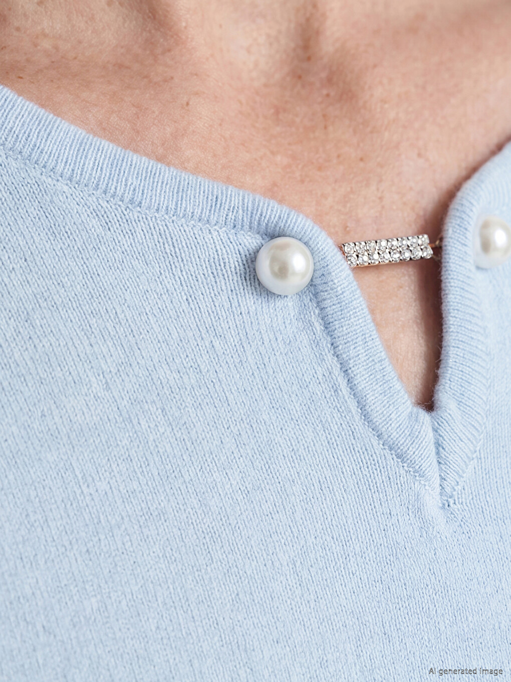 V Neck Accessory Detailed Women's Knitwear Sweater-2
