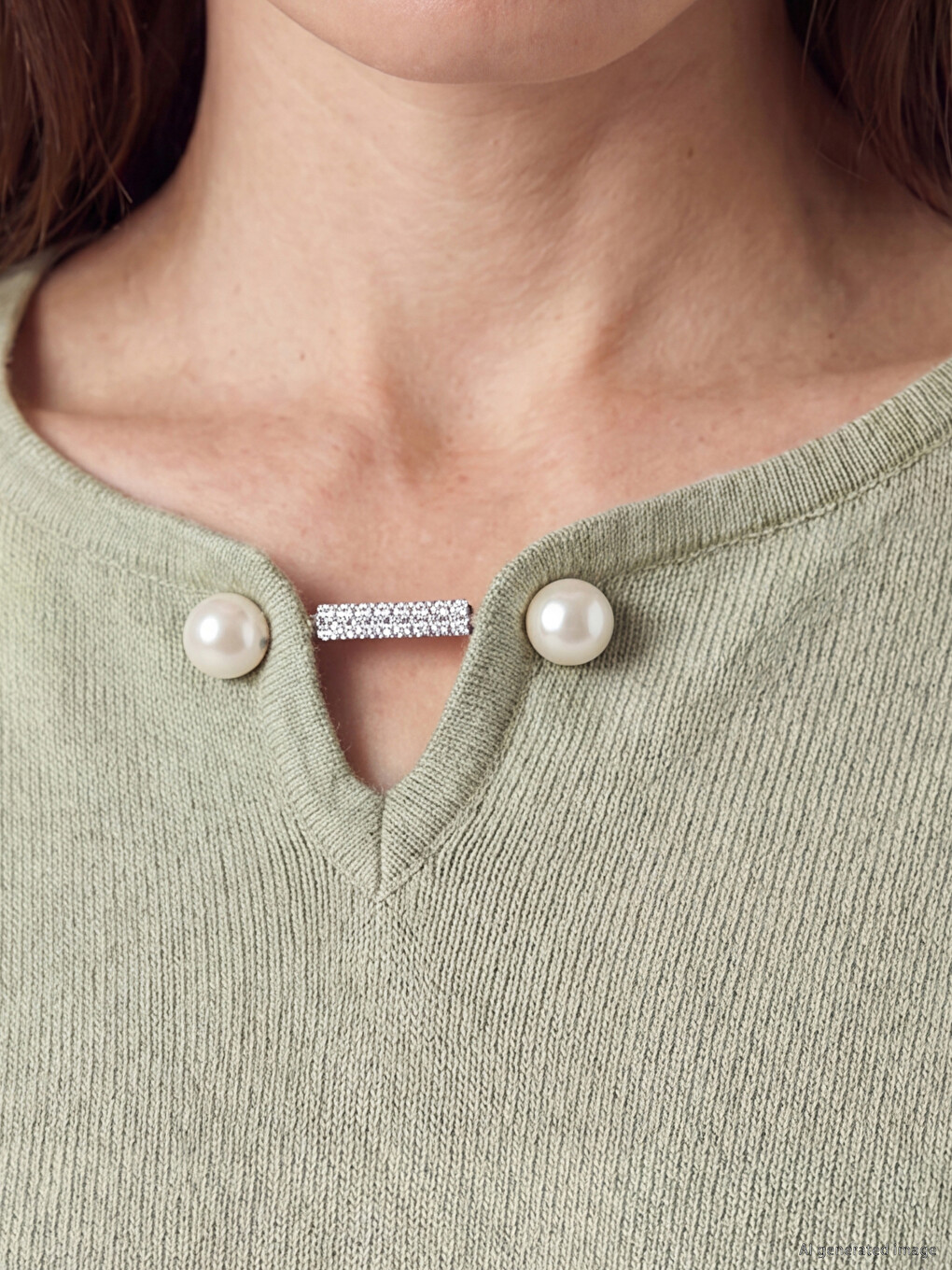 V Neck Accessory Detailed Women's Knitwear Sweater-2