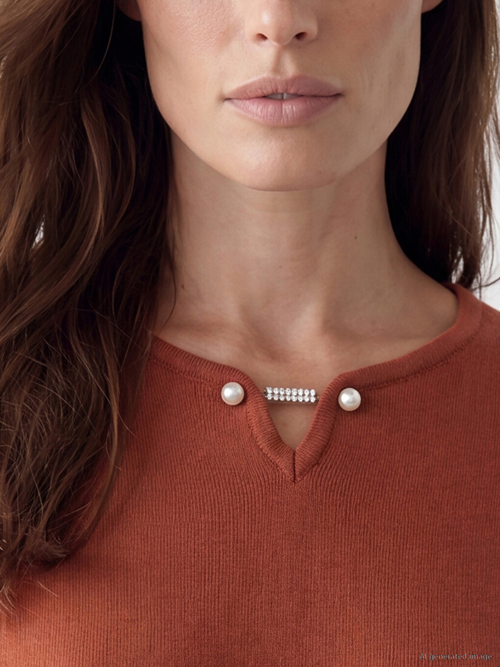 V Neck Accessory Detailed Women's Knitwear Sweater-2