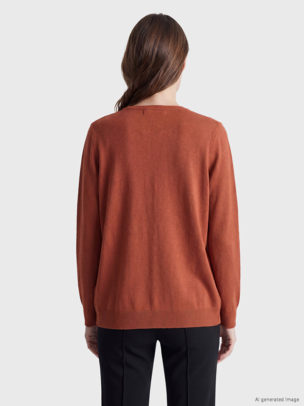 V Neck Accessory Detailed Women's Knitwear Sweater-3