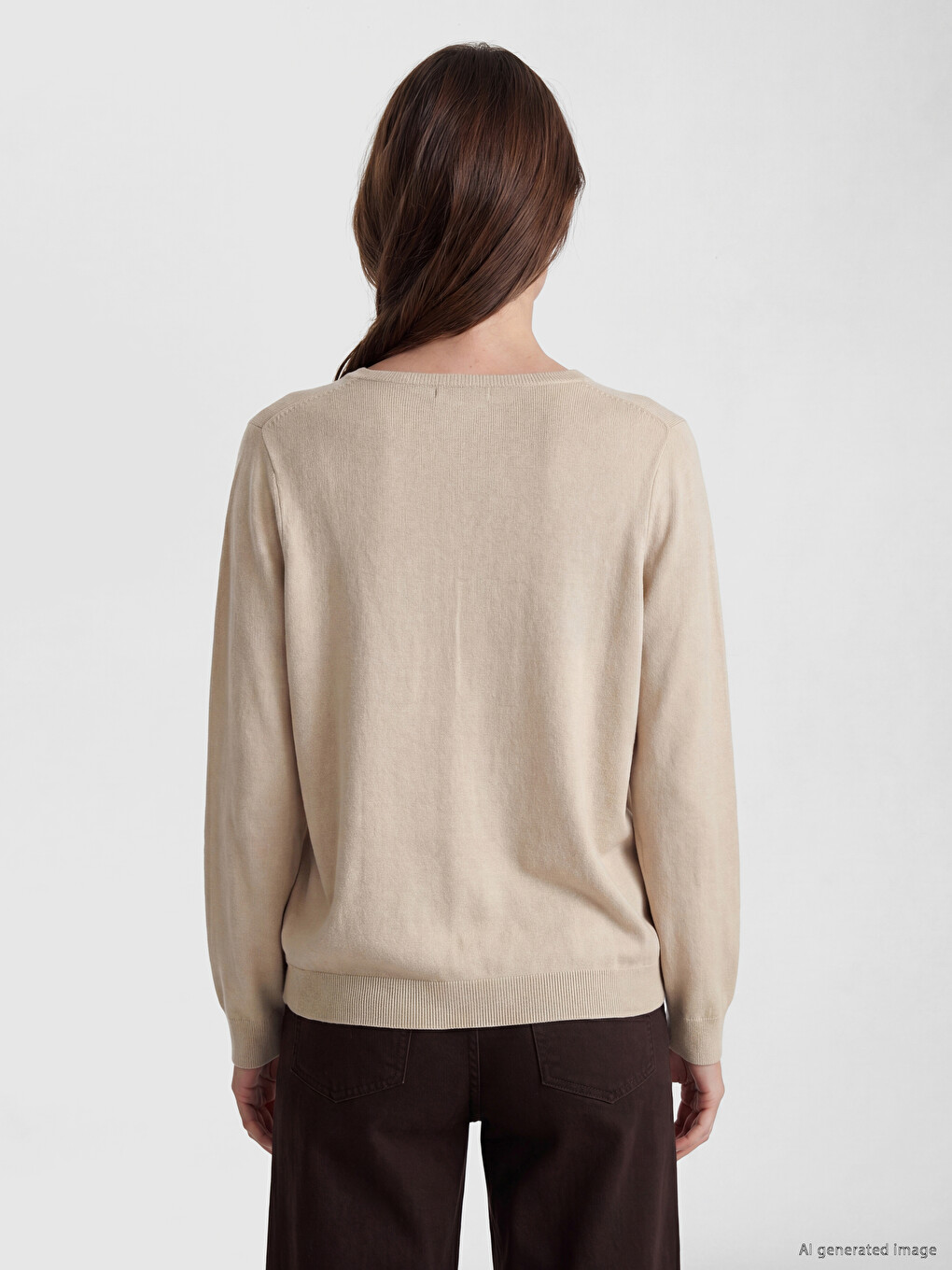 V Neck Accessory Detailed Women's Knitwear Sweater-3