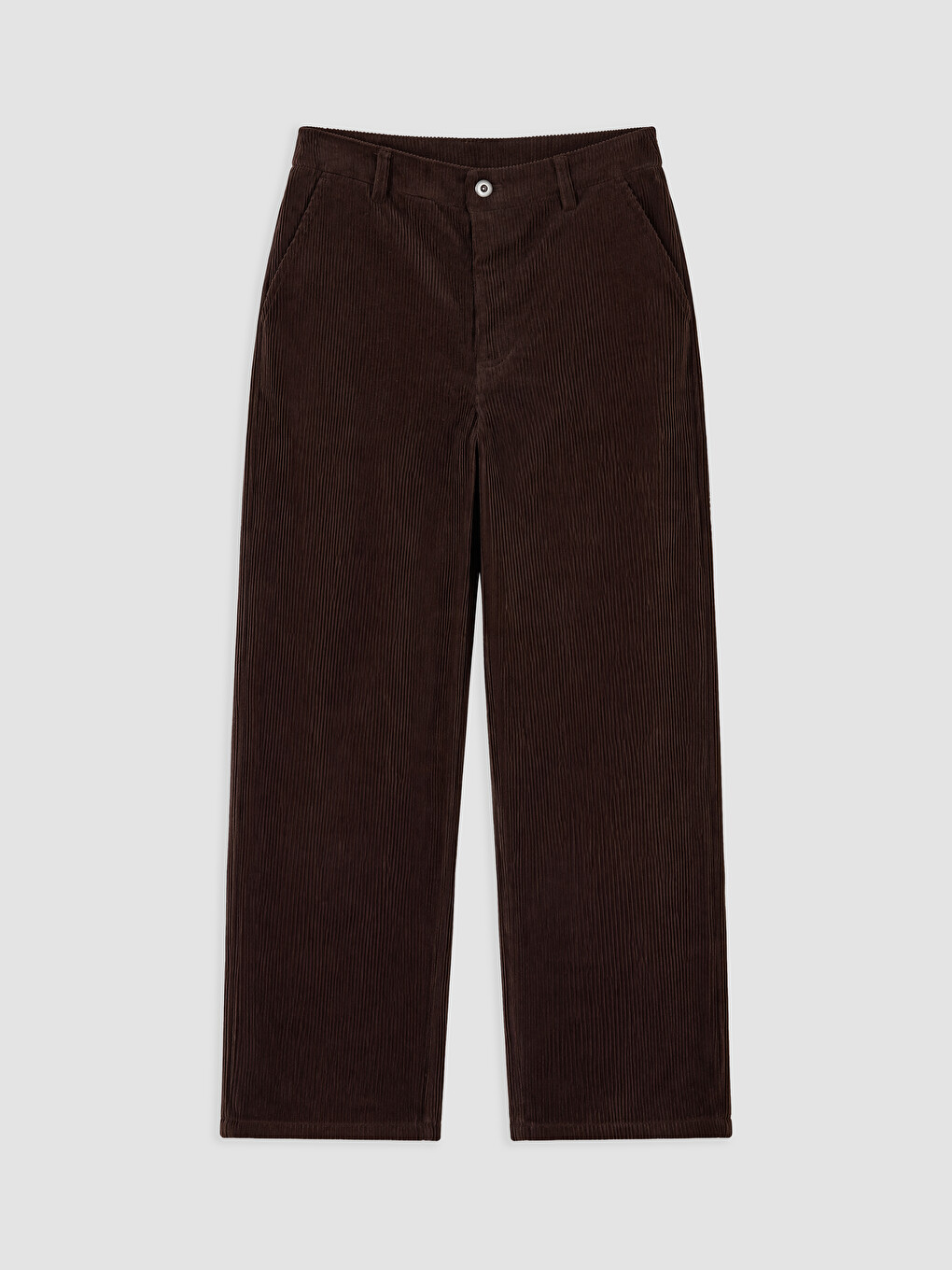Kahverengi Regular Fit Kadın Kadife Pantolon-4