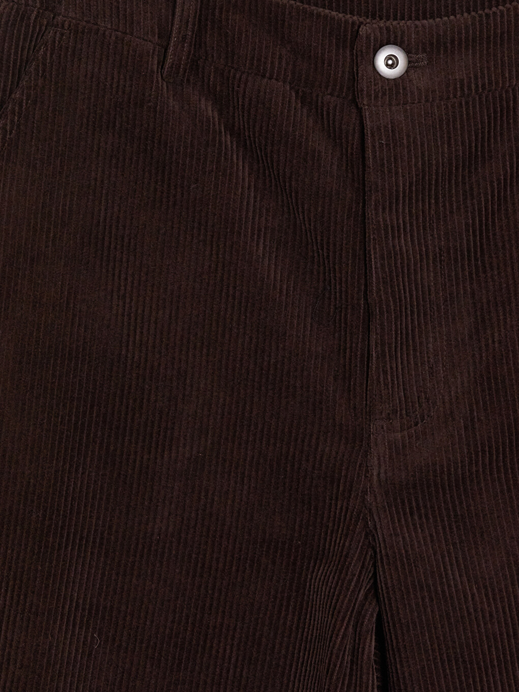 Kahverengi Regular Fit Kadın Kadife Pantolon-6