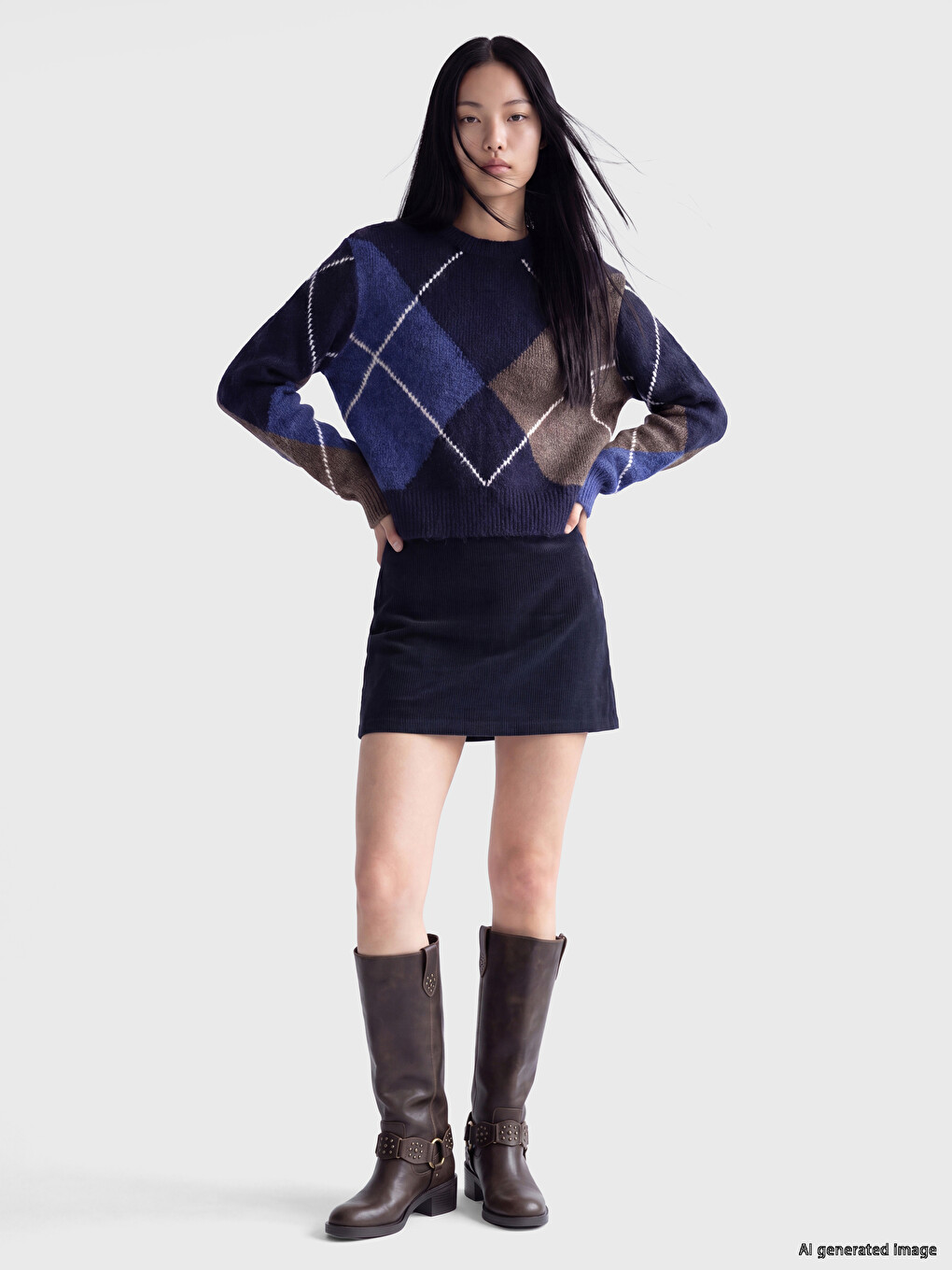 Waist Zippered Velvet Mini Skirt