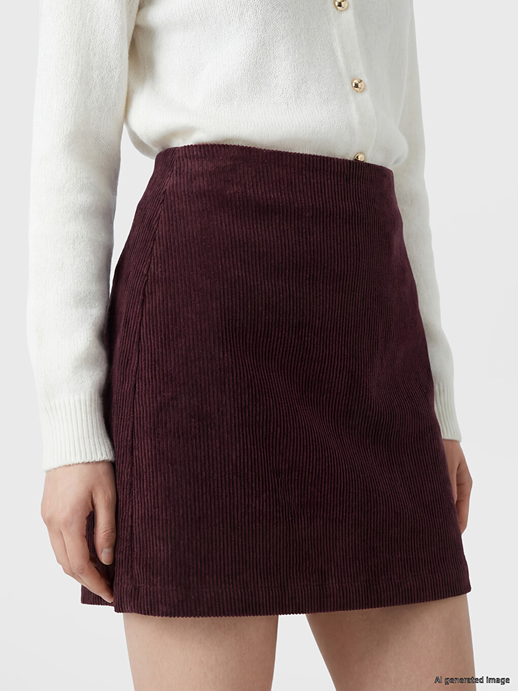 Waist Zippered Velvet Mini Skirt-2