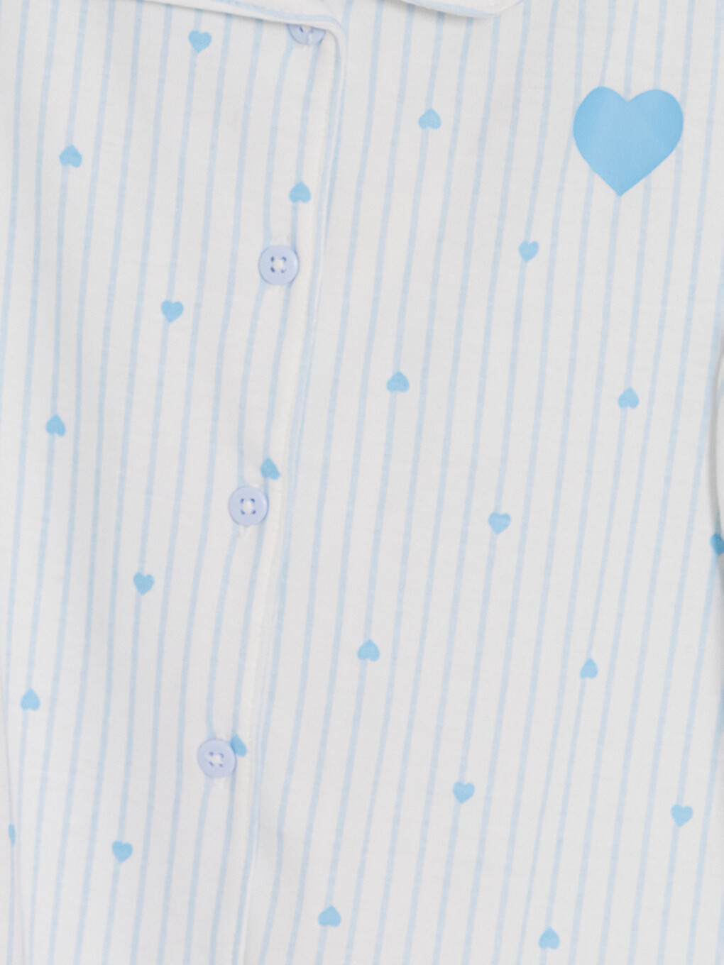 Mavi Gömlek Yaka Uzun Kollu Kız Çocuk Pijama Takımı-2