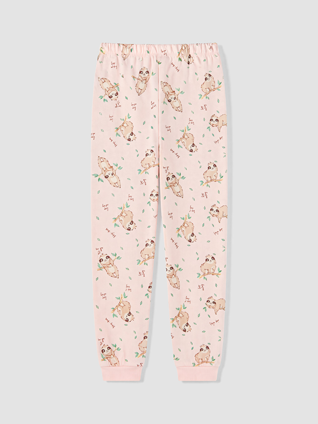 Pembe Beli Lastikli Baskılı Kız Çocuk Pijama Alt-1