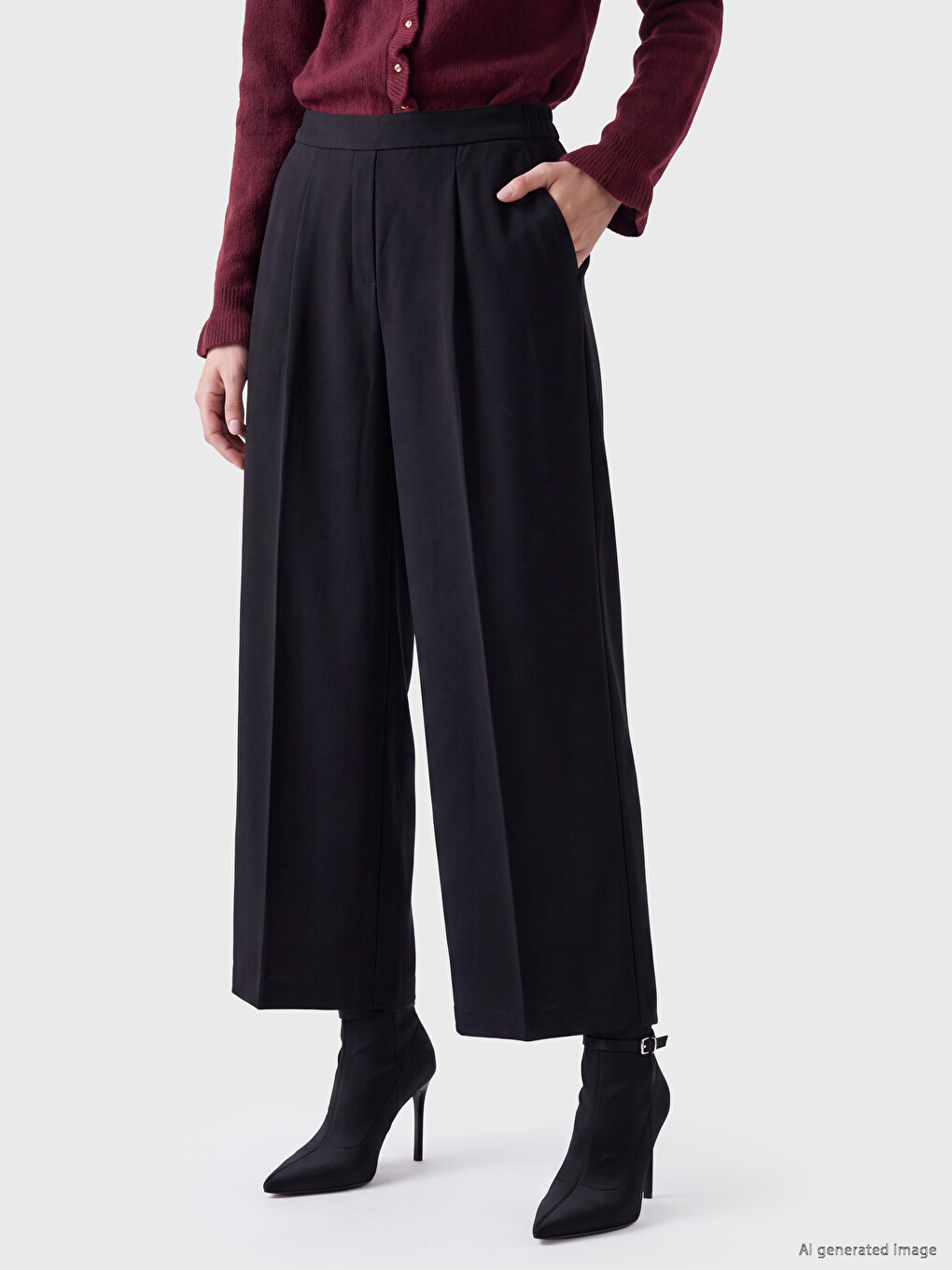 Pantaloni Eleganți Negru Femeie-1