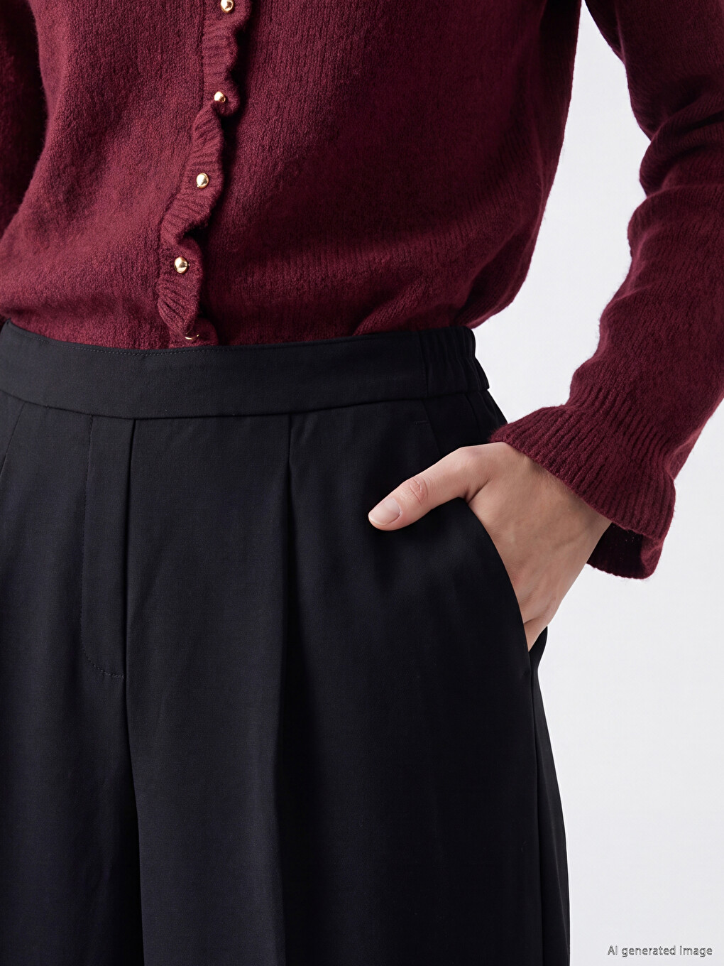 Pantaloni Eleganți Negru Femeie-2