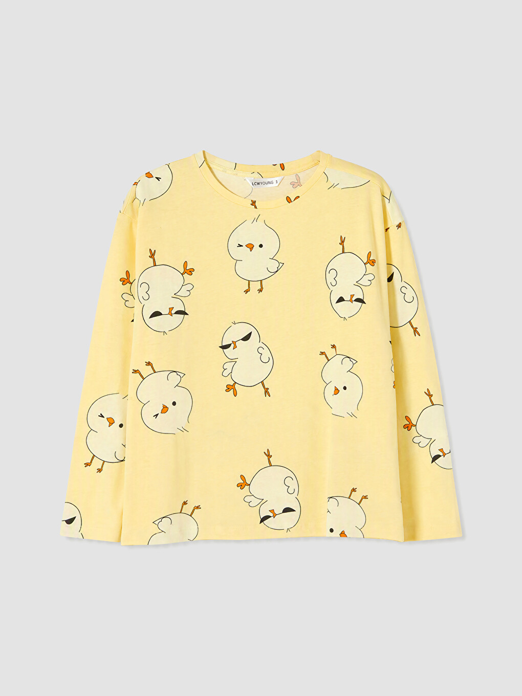 Sarı Bisiklet Yaka Desenli Pijama Takım-1
