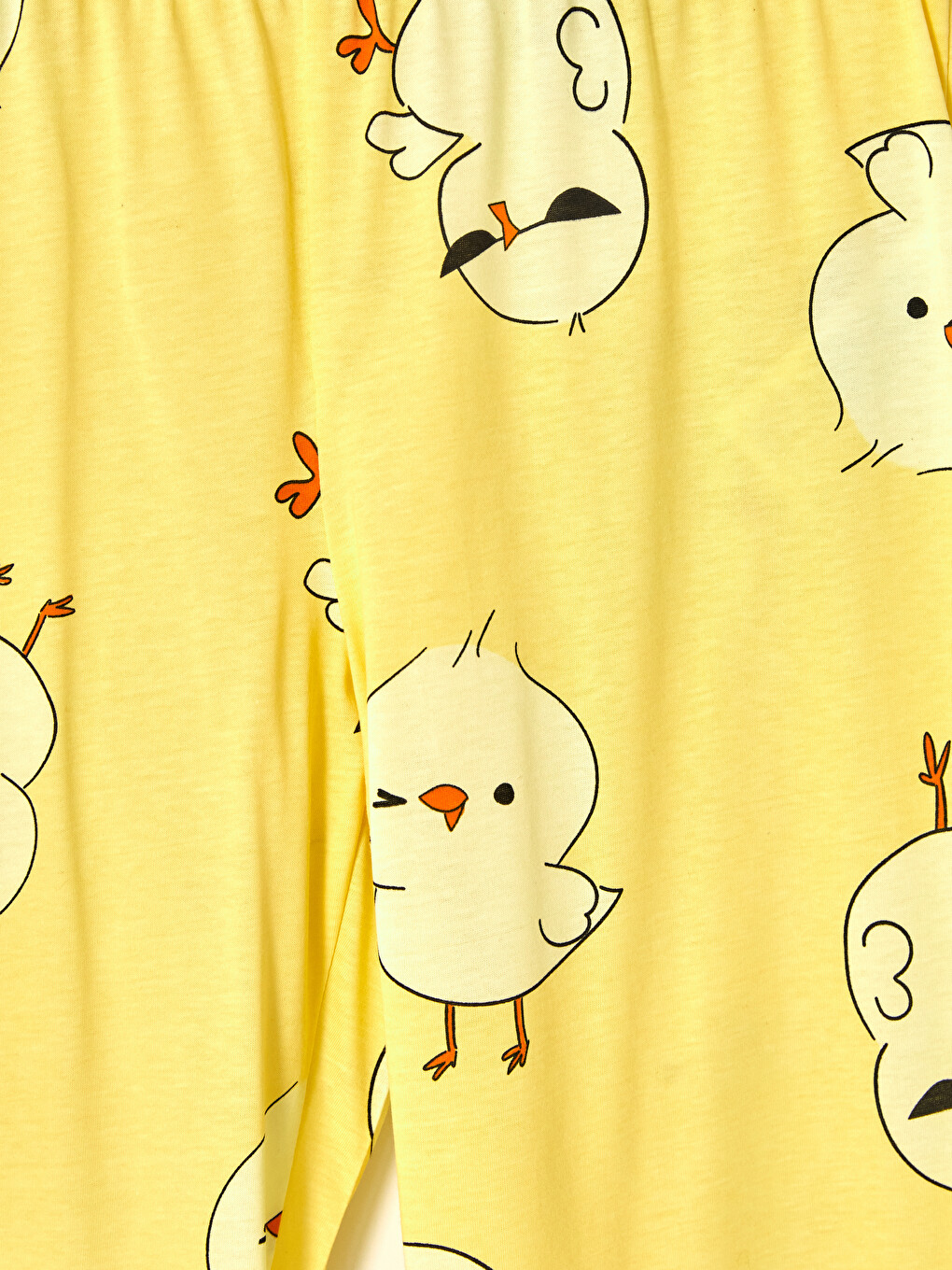 Sarı Bisiklet Yaka Desenli Pijama Takım-5