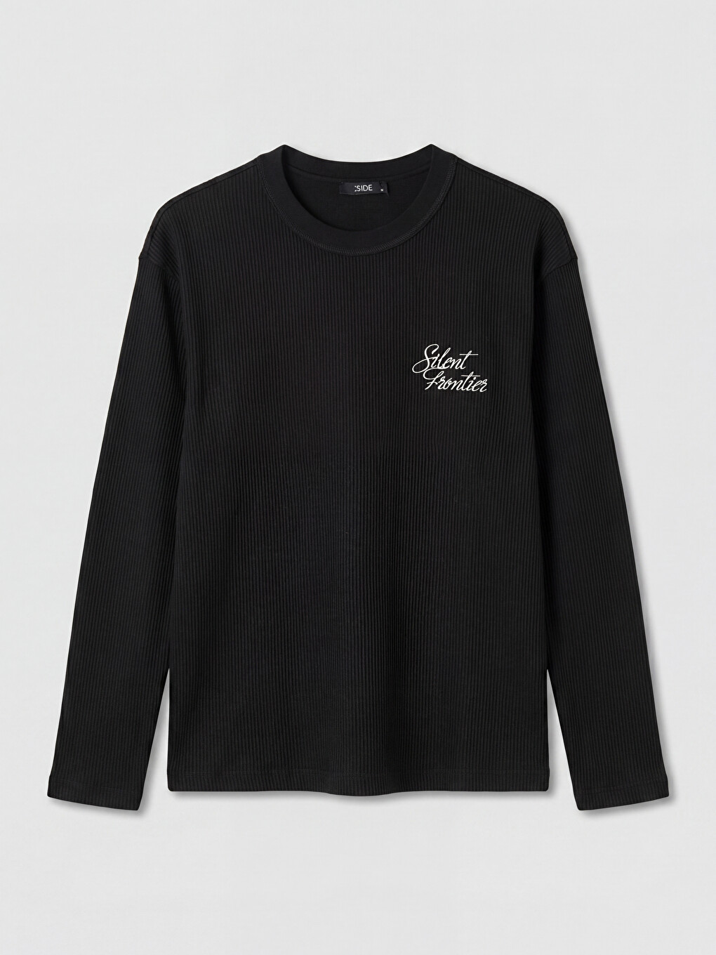Siyah Bisiklet Yaka Baskılı Erkek Sweatshirt-4