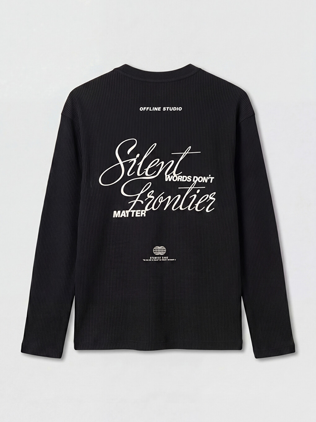 Siyah Bisiklet Yaka Baskılı Erkek Sweatshirt-5